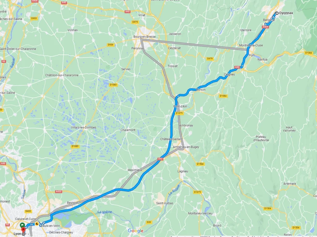 Oyonax-lyon-trajet
